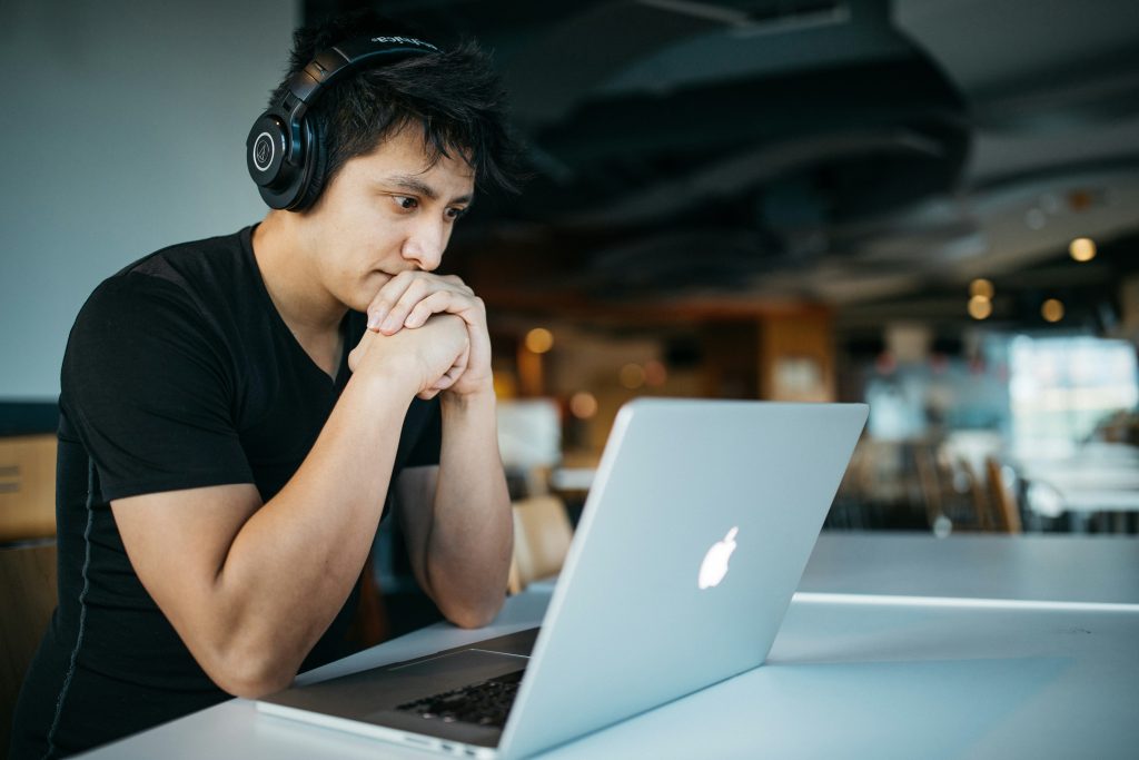 Person looking at laptop